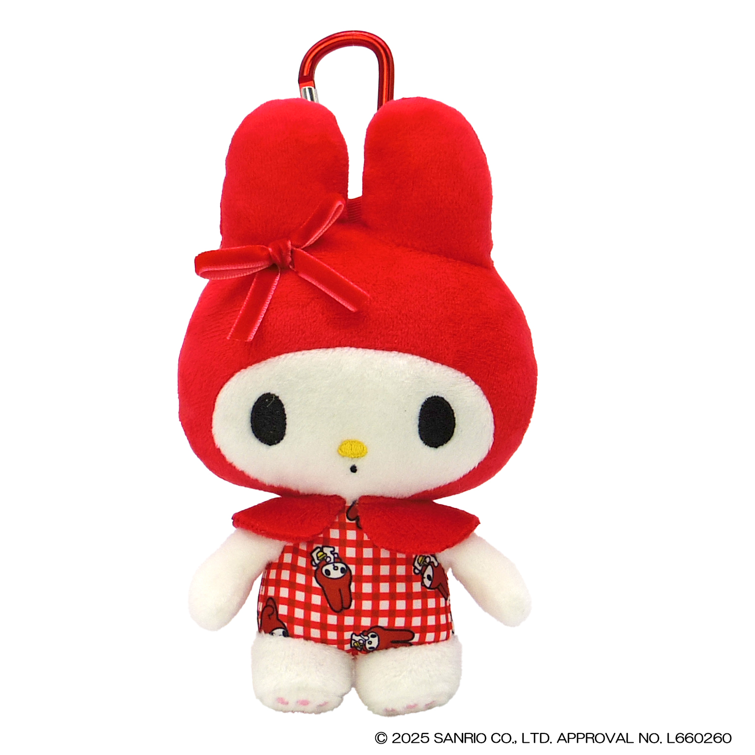 マイメロディ 赤チェック ぬいぐるみエコバッグ　2025年12月発売