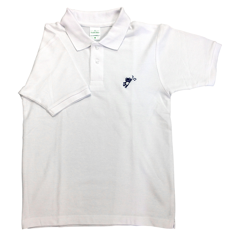 かえるのピクルス　刺繍ポロシャツ　M　ホワイト　　(有)オーエスプランニング