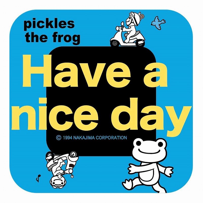 かえるのピクルス　ステッカー　Ｈａｖｅ　ａ　ｎｉｃｅ　ｄａｙ角　　（株）東洋マーク製作所